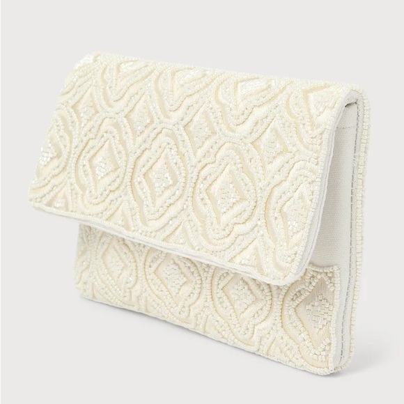 Lulus Effortlessly Glam Ivory Beaded Embroidered Clutch - Picture 6 of 8